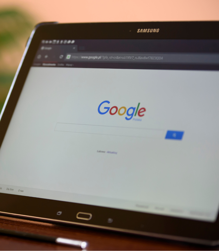 a web page showing googles search bar for SEO